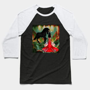 Magical Mermaid and Magical Black Unicorn Baseball T-Shirt